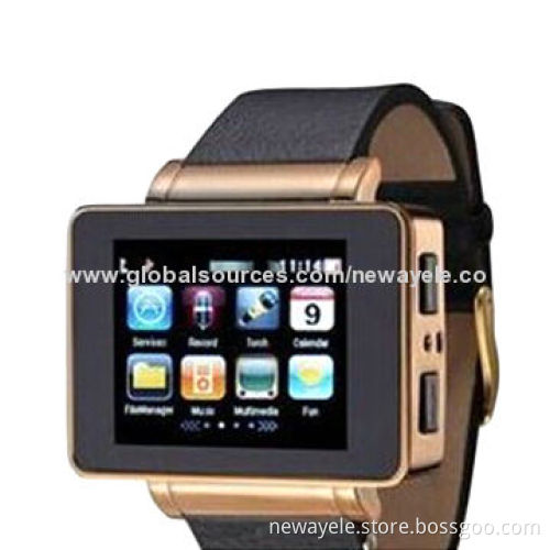 1.8-inch quad band watch phone, metal casing with leather strap